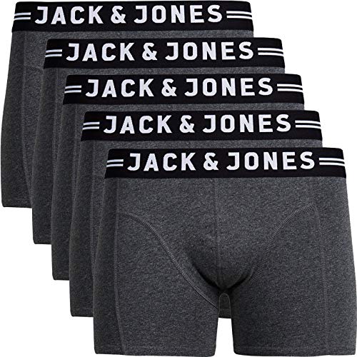 JACK & JONES Boxershorts 5er Pack Herren Trunks Shorts Baumwoll Mix Unterhose f.-.8abz (L, 5er Pack Dark Grey) von JACK & JONES