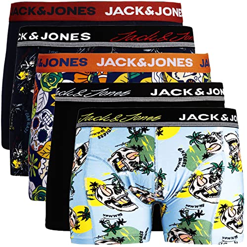 JACK & JONES Herren Boxershorts 5er Pack Trunks Shorts Baumwoll Mix Jaz77 Unterhose (XXL, 5er Pack Bunt 27) von JACK & JONES