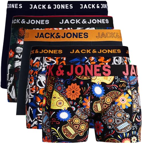 JACK & JONES Boxershorts 5er Pack Herren AK921 Trunks Shorts Baumwoll Mix Unterhose (M, 5er Pack Bunt 13) von JACK & JONES