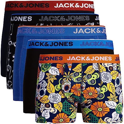 JACK & JONES Boxershorts 5er Pack Herren AKW415 Trunks Shorts Baumwoll Mix Unterhose (M, 5er Pack Bunt 25) von JACK & JONES