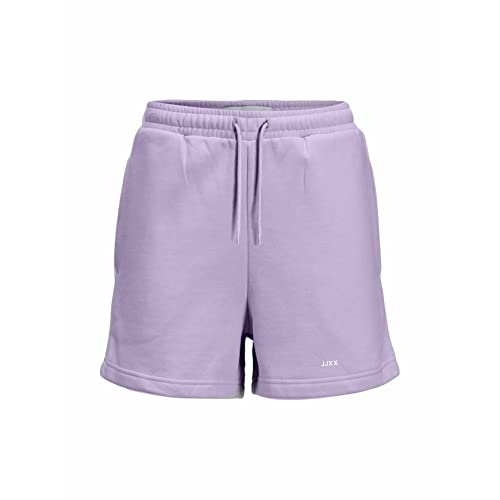 JACK&JONES Women's JJXX JXABBIE HW REL Every Brush Shorts SN, Pastel Lilac/Detail:White Logo Print, S von JACK & JONES