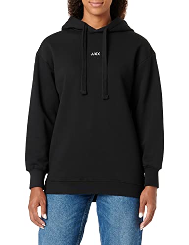 JJXX Women's JXCLEO LS Loose TIME Hoodie NOOS Kapuzenpullover, Black/Detail:EMB Moonbeam, S von JACK & JONES