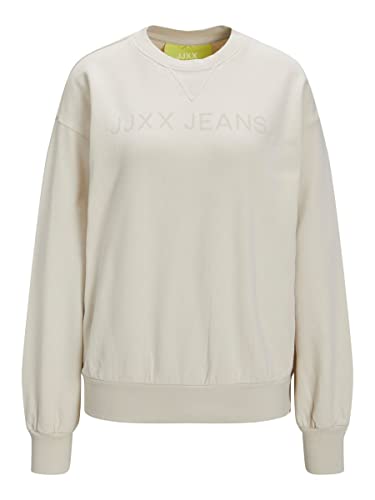 JJXX Women's JXDEE LS Loose Grunge Sweat NOOS Sweatshirt, Moonbeam/Detail:Tonal EMB Opt 8, M von JACK & JONES