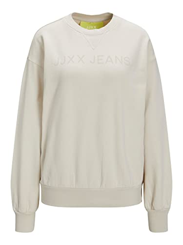 JJXX Women's JXDEE LS Loose Grunge Sweat NOOS Sweatshirt, Moonbeam/Detail:Tonal EMB Opt 8, S von JACK & JONES