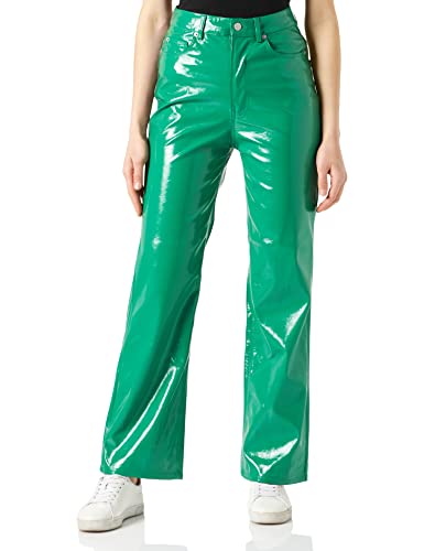 JACK&JONES Women's JJXX JXKENYA HW Straight Faux Leat NOOS Pants, Jolly Green/Detail:Shiny, M von JACK & JONES