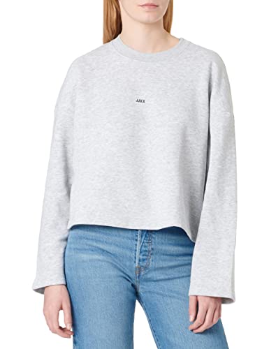 JACK&JONES Women's JXABBIE LS Wide Every Brush Crew SN Sweatshirt, Light Grey Melange/Print:Black JJXX Logo, M von JACK & JONES