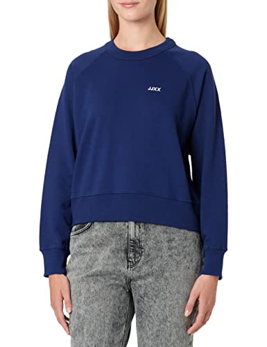 JACK&JONES Women's JXCAITLYN LS Oversize TIME Sweat NOOS Sweatshirt, Medieval Blue/Detail:EMB Moonbeam, L von JACK & JONES