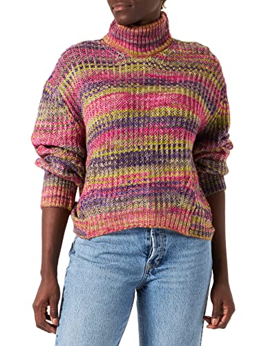 JACK&JONES Women's JXKAYLA Space HIGH Neck Knit SN Pullover, Acai/Stripes:Space dye, L von JACK & JONES