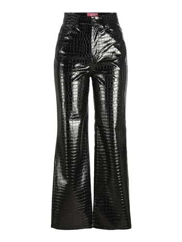 JACK & JONES Damen JXKENYA HW STRA Faux Leat Pant NOOS Hose, Black/Pattern:Croc, M von JJXX