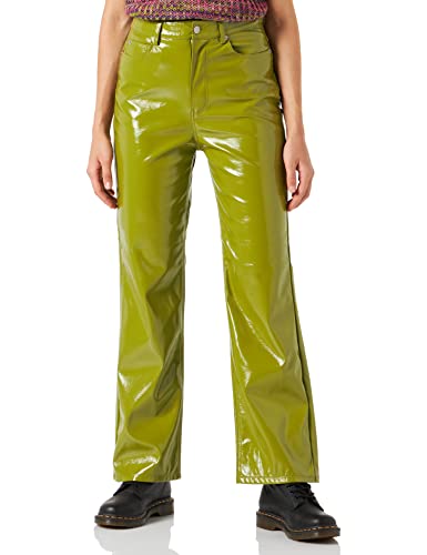 JACK&JONES Women's JXKENYA HW STRA Faux Leat Pant NOOS Hose, Woodbine/Detail:Shiny, L von JACK & JONES