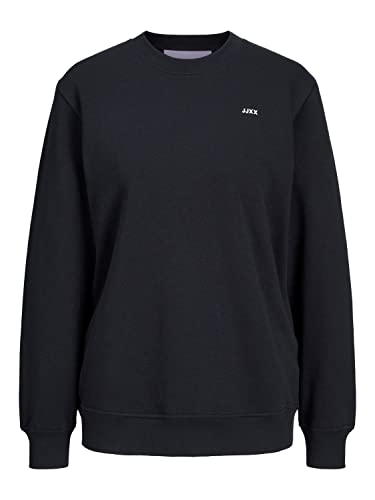 JACK & JONES JJXX Damen Sweatshirt JXABBIE Every Crew - Relaxed Fit XS S M L XL XXL Cotton, Größe:S, Farbe:Black White JJXX Logo 12223962 von JACK & JONES