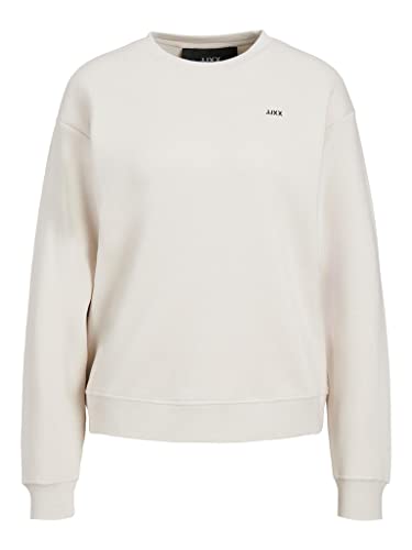 JACK & JONES Damen Jxabbie Ls Rel Every Brush Crew Noos Sweatshirt, Moonbeam/Print:Black JJXX Logo, S von JACK & JONES