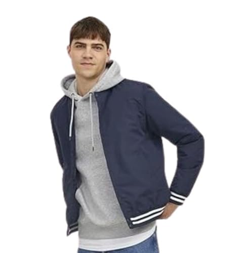 JACK&JONES Herren JJWARRIOR College Bomber Jacke, Navy Blazer/Detail:with Tippings, M von JACK & JONES