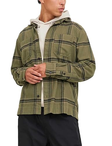 JACK & JONES Herren Jcospace Logan Flannel Overshirt Ls Freizeithemd 12241933 ,Black/Checks:checks ,M von JACK & JONES