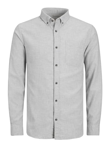 JACK & JONES Herren Jjeclassic Melange Shirt Ls Sn Hemd, Light Grey Melange,XL von JACK & JONES