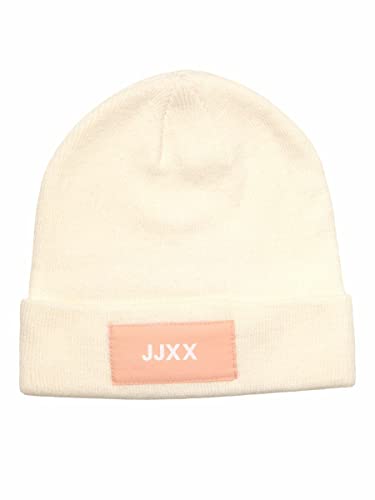 JACK & JONES Damen Jjxx Jxbasic Logo Beanie Sn Strickmützen für Damen, Cloud Dancer, Einheitsgröße von JJXX