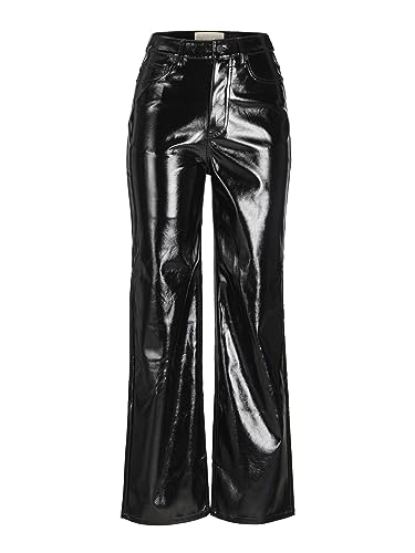 JJXX Damen Jjxx Jxkenya Hw Straight Faux Leat Noos Pants, Black 2, S EU von JACK & JONES