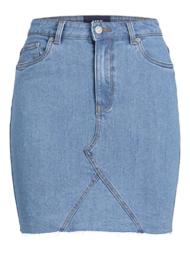 JJXX Damen JXHAZEL Short Skirt HW RH AKM LN Rock, Light Blue Denim/Detail:AKM3, S von JACK & JONES