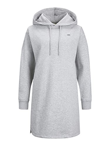 JACK&JONES Damen JXABBIE RLX LS Every Hood Dress SWT SN Sweatkleid, Light Grey Melange/Detail:White JJXX Logo, XS von JACK & JONES