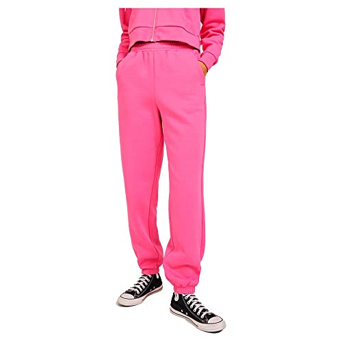 JACK & JONES Damen JXABBIE HW REL Every Brush Pants NOOS Jogginghose, Carmine Rose/Print:Magenta Logo, S von JACK & JONES