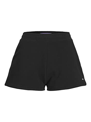 JJXX Women's JXABBIE HW RLX Every Brush SN Shorts, Black/Print:BRIGHTWHITE Logo, L von JACK & JONES