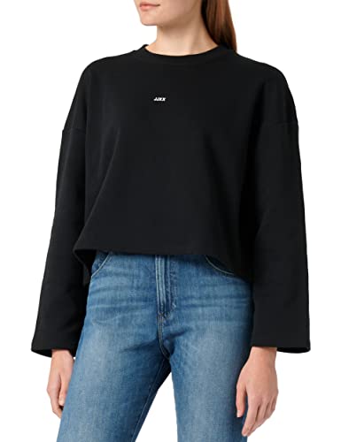 JJXX Women's JXABBIE LS Wide Every Brush Crew SN Sweatshirt, Black/Print:White Logo, S von JACK & JONES