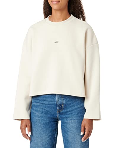 JJXX Women's JXABBIE LS Wide Every Brush Crew SN Sweatshirt, Moonbeam/Print:Black Logo, S von JACK & JONES