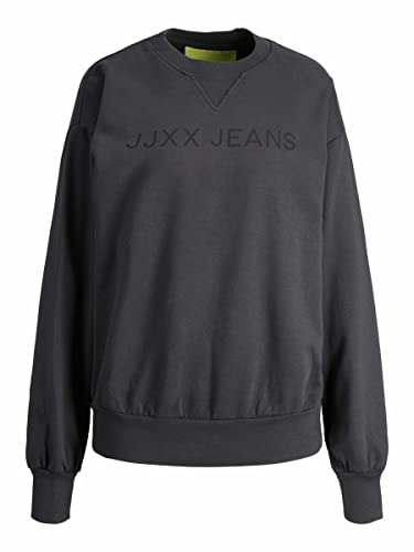 JJXX Women's JXDEE LS Loose Grunge Sweat NOOS Sweatshirt, Asphalt/Detail:Tonal EMB Opt 8, S von JACK & JONES