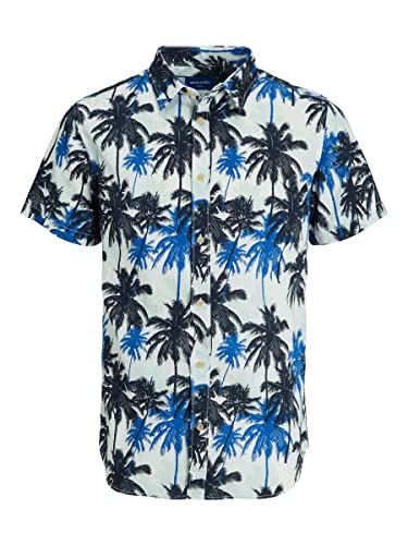 JACK & JONES Herren Jorjames Tulum AOP Shirt Ss Kurzarmhemd, Nautical Blue, L von JACK & JONES