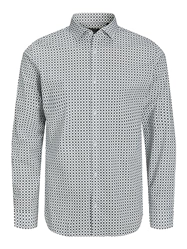 JACK & JONES Herren Jprblablackpool Stretch Shirt Ls Aw23 Sn Poloshirt 12237914 ,White/Fit:slim Fit ,M von JACK & JONES