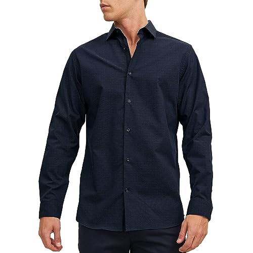 JACK & JONES Herren Oberhemd Slim Fit 12238034 ,Perfect Navy/Fit:slim Fit ,M von JACK & JONES