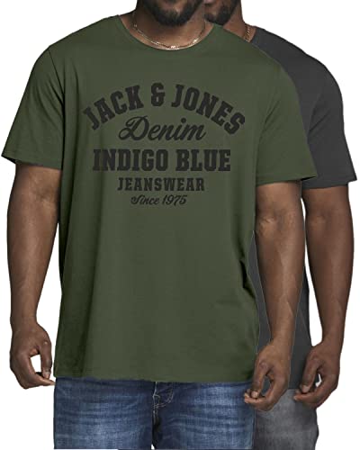 Jack and Jones Große Größe T-Shirt für Herren - Übergröße Shirt Männer T-Shirt 3XL bis 6XL - einzeln und Multi-Set (Doppelpack 03, 3XL) von JACK & JONES