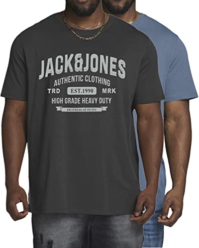 Jack and Jones Große Größe T-Shirt für Herren - Übergröße Shirt Männer T-Shirt 3XL bis 6XL - einzeln und Multi-Set (Doppelpack 06, 3XL) von JACK & JONES