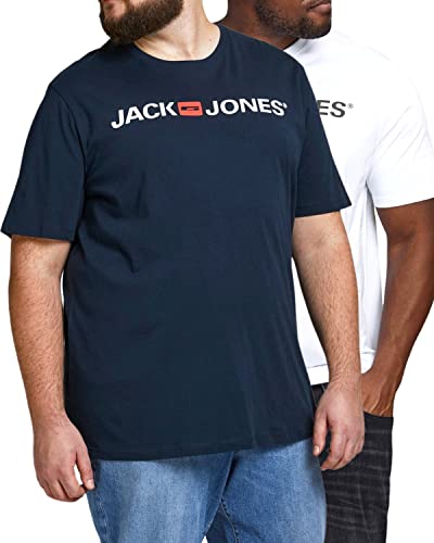 Jack and Jones Große Größe T-Shirt für Herren - Übergröße Shirt Männer T-Shirt 3XL bis 6XL - einzeln und Multi-Set (Doppelpack Mix 10, 6XL) von JACK & JONES