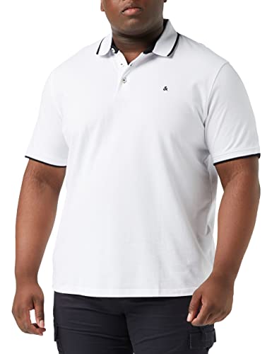 JACK&JONES PLUS Men's JJEPAULOS Polo SS NOOS PS, White/Detail:PS, 2XL von JACK & JONES