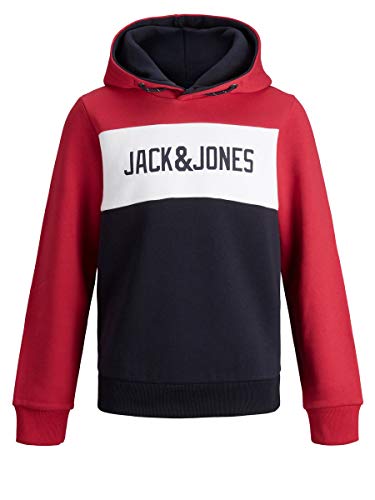 JACK & JONES Kinder Logo Block Sweatshirt Kapuzenpullover Tango Rot 164 von JACK & JONES