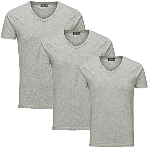 Jack & Jones ( basic v-neck 3er grey L ) von JACK & JONES