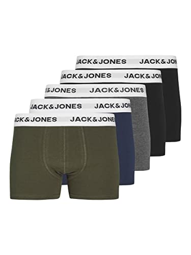JACK & JONES Jungen Jacbasic White Wb Trunks 5 Pack Jnr Boxershorts, Schwarz, 152 EU von JACK & JONES