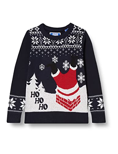 Jack & Jones Boy's JORREXMAS Knit Crew Neck JNR Pullover Sweater, Navy Blazer/Pattern:Santa, 152 von JACK & JONES