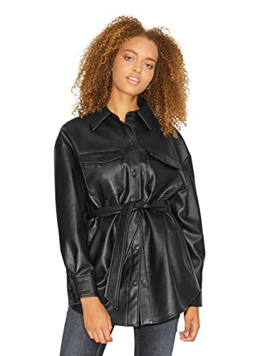 JJXX Damen JJXX JXLUNA FAUX LEATHER OVERSHIRT NOOS Jacke, Black/Detail:MATTE, XL von JACK & JONES