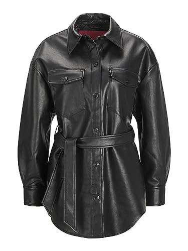 JJXX Damen JJXX JXLUNA FAUX LEATHER OVERSHIRT NOOS Jacke, Black/Detail:MATTE, XS von JACK & JONES