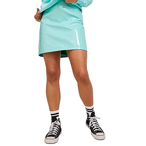 Jack & Jones Damen JJXX JXROWE Short Faux Leather Skirt NOOS Rock, Aruba Blue/Detail:shiny,L von JACK & JONES