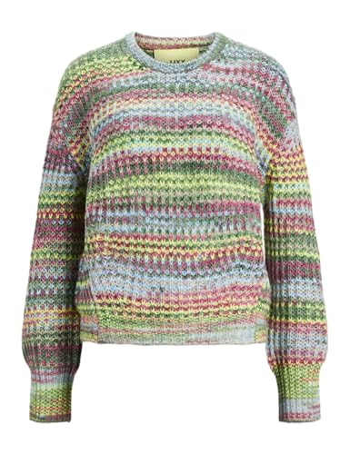 Jack & Jones Damen Jxsimone Space Dye Crew Neck Knit Noos Strickpullover, Limeade/Stripes:/6 Multi Space Dye, S von JJXX