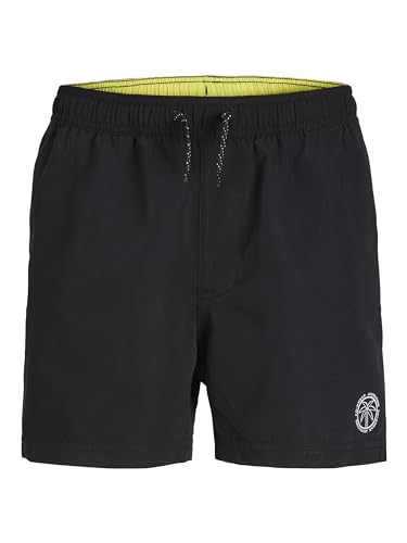 JACK & JONES Jungen JPSTFIJI JJSWIM SOLID LY JNR Badeshorts12248984,Black/Detail:Blazing Yellow,128 von JACK & JONES