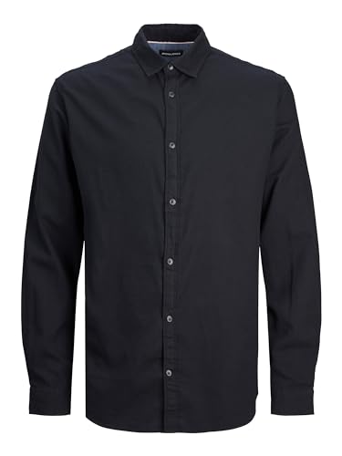 Jack & Jones Herren Freizeit Hemd JJEGINGHAM Comfort Plussize 2XL-8XL Kariert, Größe:XXL, Farbe:Black/SOLID 12183107 von JACK & JONES