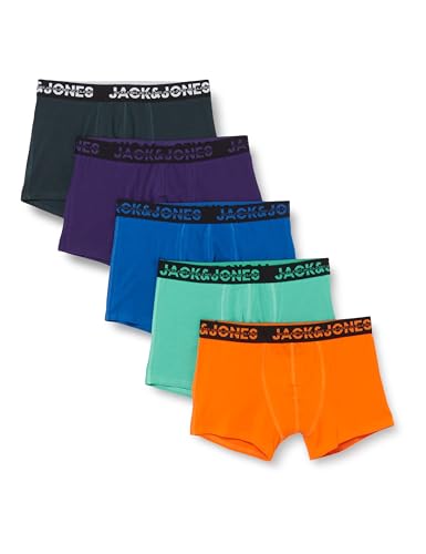 Jack & Jones Herren JACDALLAS Logo Trunks 5 Pack Boxershorts, Holly Green/Pack:Exuberance-Violet Purple-Blue Lolite-Magical Forest, L von JACK & JONES