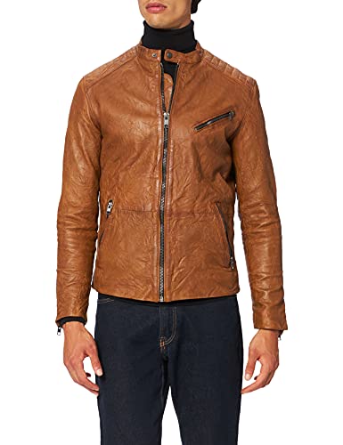 Jack & Jones Herren JJEJOEL LEATHER JACKET NOOS Jacke, Cognac, L von JACK & JONES