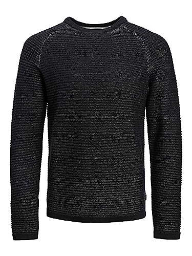 Jack & Jones Herren JJEJONES Knit Crew Neck SN Strickpullover, Black, L von JACK & JONES