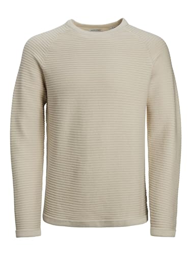 Jack & Jones Herren JJEJONES Knit Crew Neck SN Strickpullover, Moonbeam, L von JACK & JONES