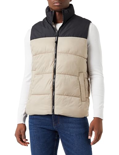 Jack & Jones Herren JJETOBY Bodywarmer Collar SN Weste, Crockery/Detail:Black Blocking, M von JACK & JONES